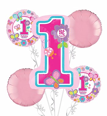 Sweet Girl 1st Birthday Foil Balloon Bouquet