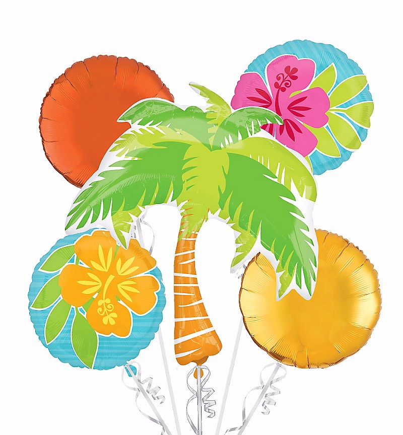Hawaiian Luau Palm Tree Foil Balloon Bouquet