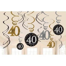 Load image into Gallery viewer, 40th Sparkling Swirl Decorations