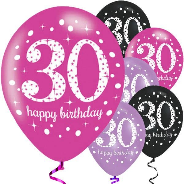 30th Pink Birthday Party Latex Balloons