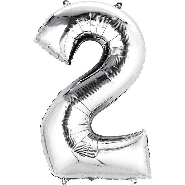 Number Two (2) Silver Foil Balloon