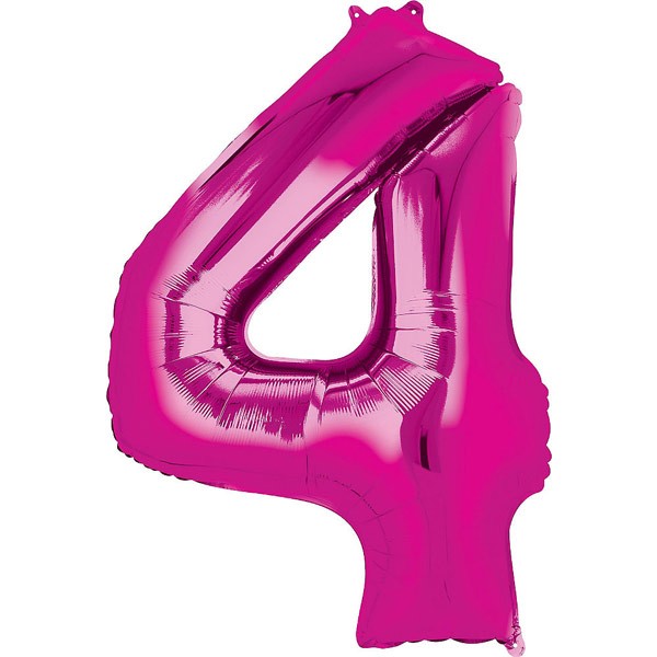 Number Four Pink Super Shape Foil Balloon 34 Inch