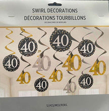 Load image into Gallery viewer, 40th Sparkling Swirl Decorations