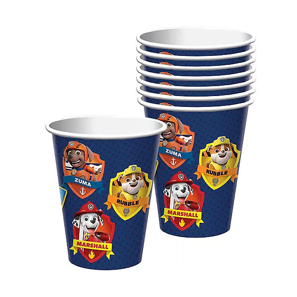 Paw Patrol Bicchieri Di Carta Per Bambini | Rosso | 8 Pezzi Da 266 Ml | Festa A Tema