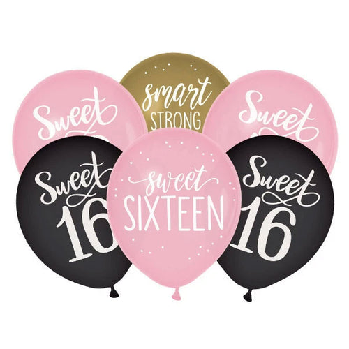 16th Birthday Sweet Sixteen Latex Balloons