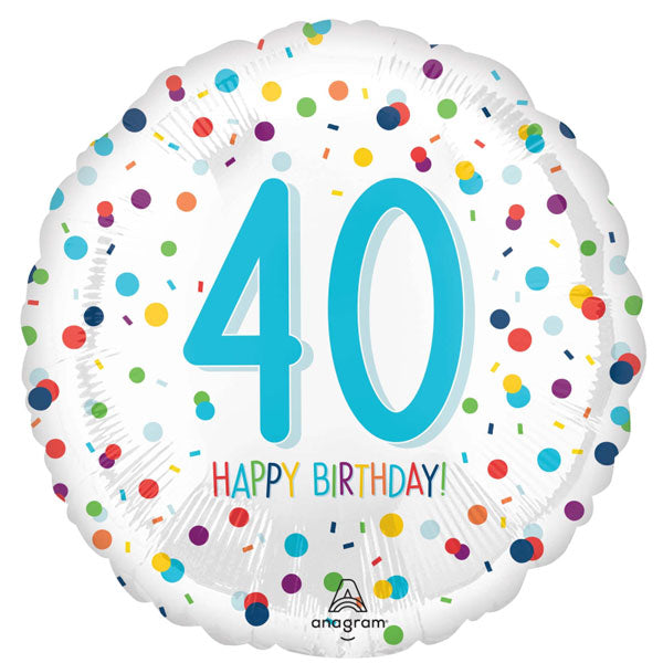 40th Birthday Party Confetti Foil Balloon