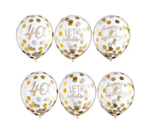 40th Birthday Party With Gold Confetti Latex Balloons