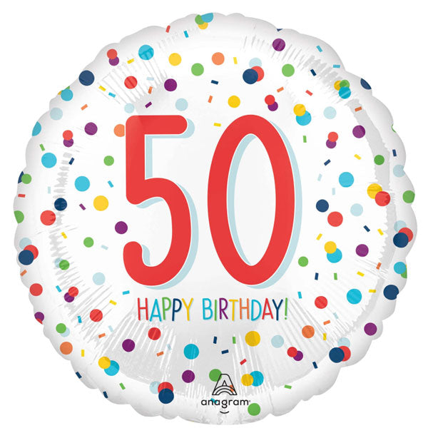50th Birthday Party Confetti Foil Balloon