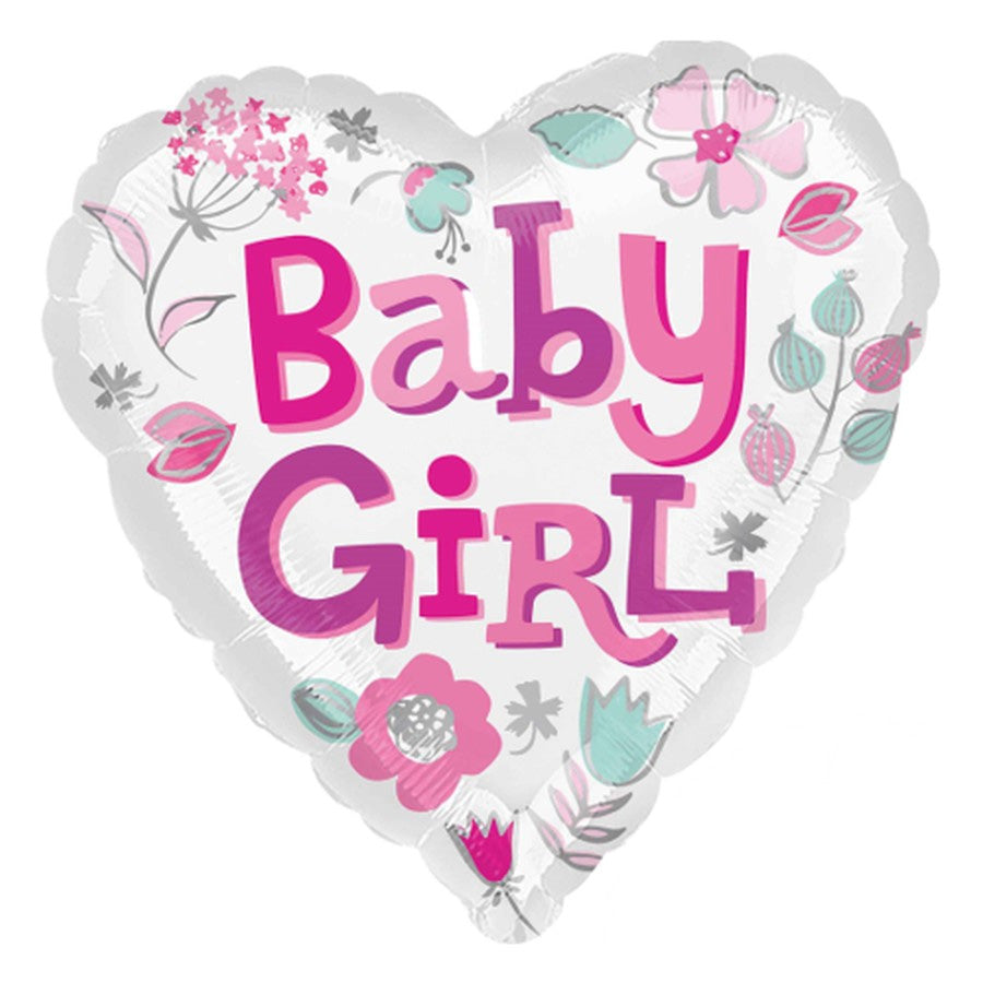 Baby Girl Baby Shower Heart Foil Balloon