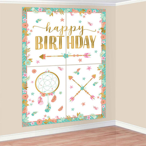 Boho Birthday Girl scene Setter With Photo Props