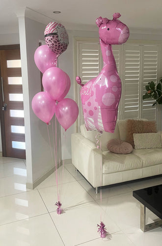 Its A Girl Giraffe Balloon Bouquet