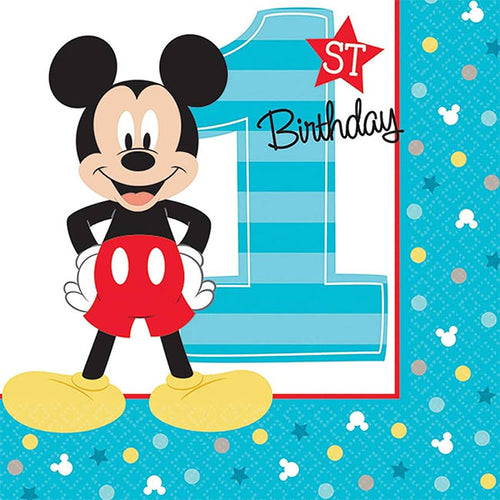 Mickey Mouse 1st Birthday Beverage Napkins