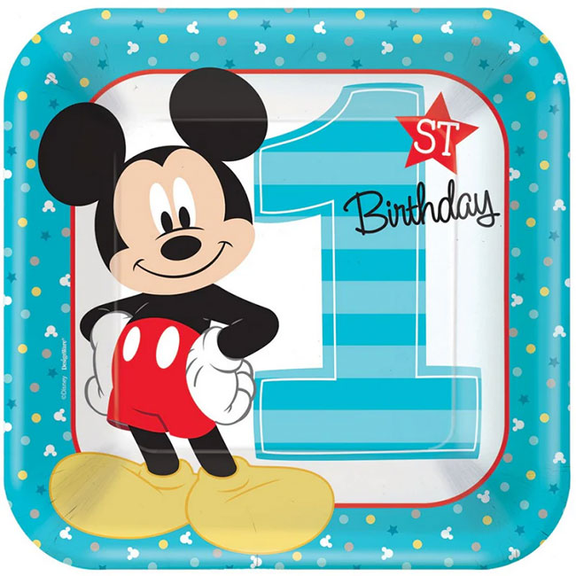 Mickey Mouse 1st Birthday Dinner Plates