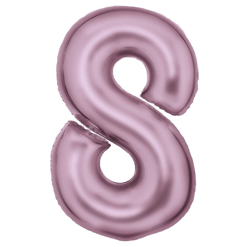 Number Eight Pink Silk Lustre Super Shape Foil Balloon