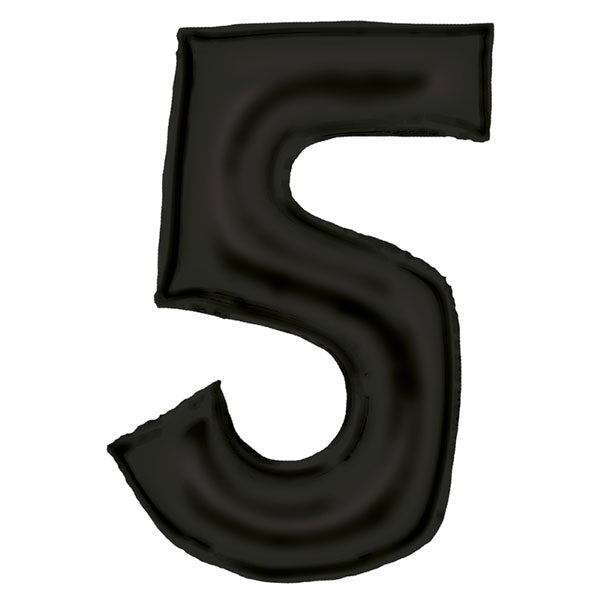 Number Five Black Foil Balloon