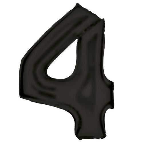 Number Four Black Foil balloon