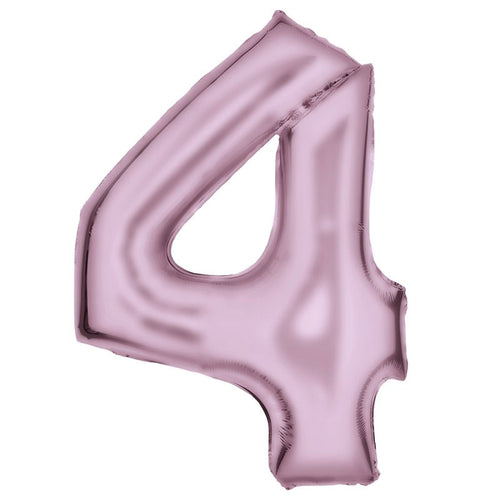 Number Four Pink Silk Lustre Super Shape Foil balloon