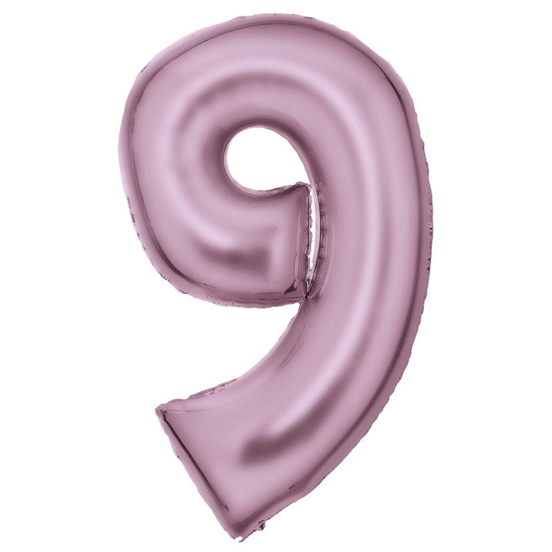 Number Nine Pink Silk Lustre Super Shape Foil Balloon