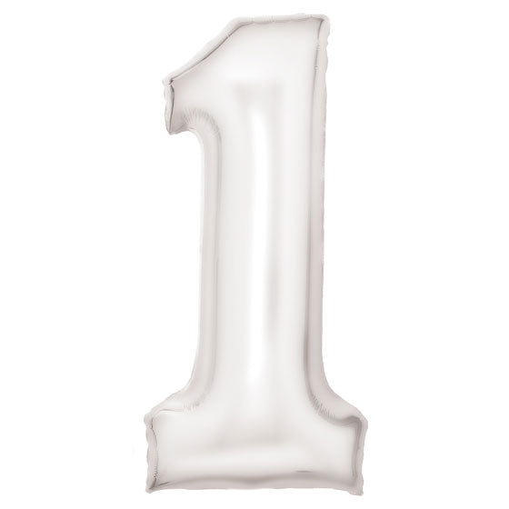 Number One White Silk Lustre Foil balloon