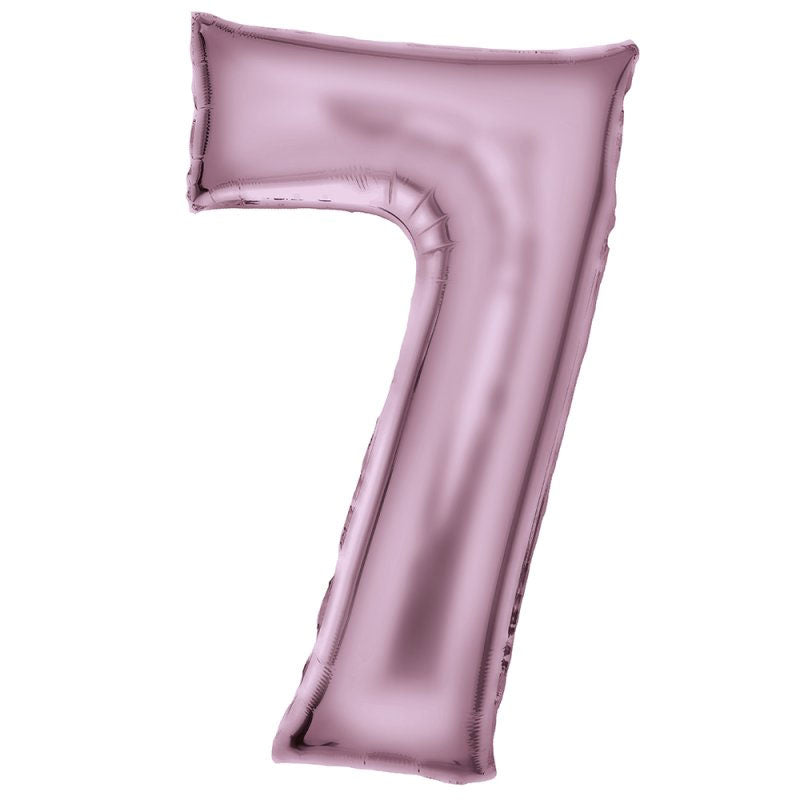 Number Seven Pink Silk Lustre SuperShape Foil Balloon