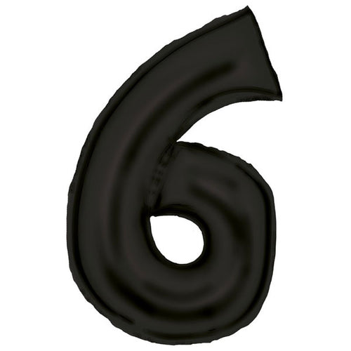 Number 6 Six Black Foil Balloon