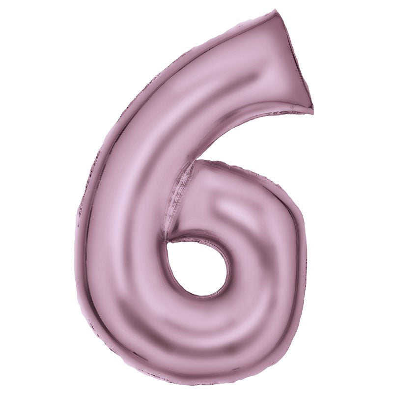 Number Six Pink Silk Lustre Super Shape Foil Balloon
