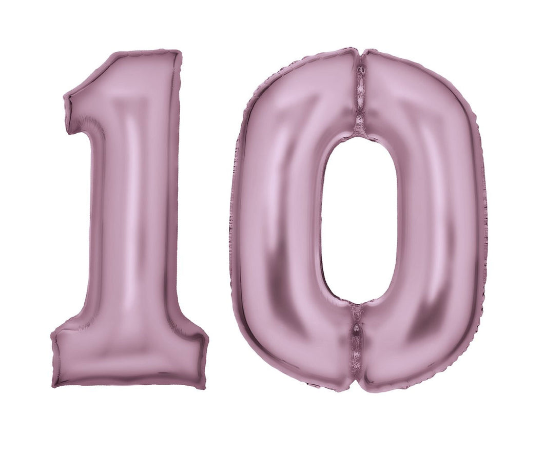 Number Ten Pink Silk Lustre Super Shape Foil Balloon