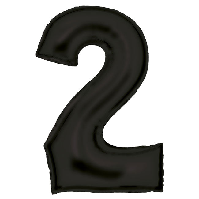 Number Two Black Super Shape Foil Balloon