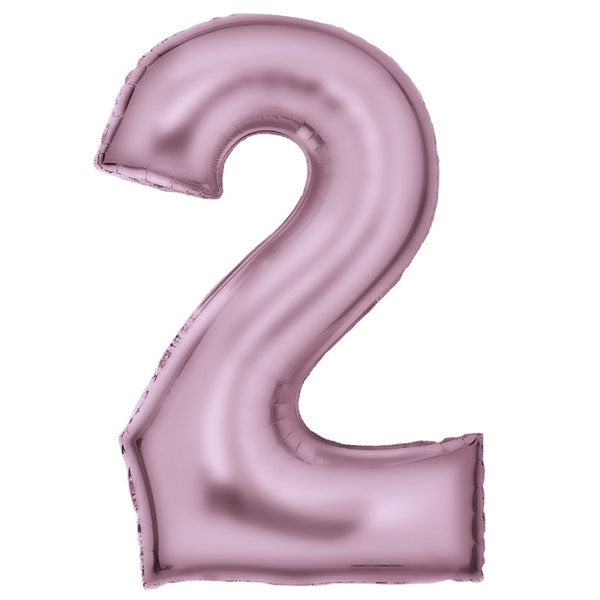 Number Two Pink Silk Lustre Super Shape Foil Balloon