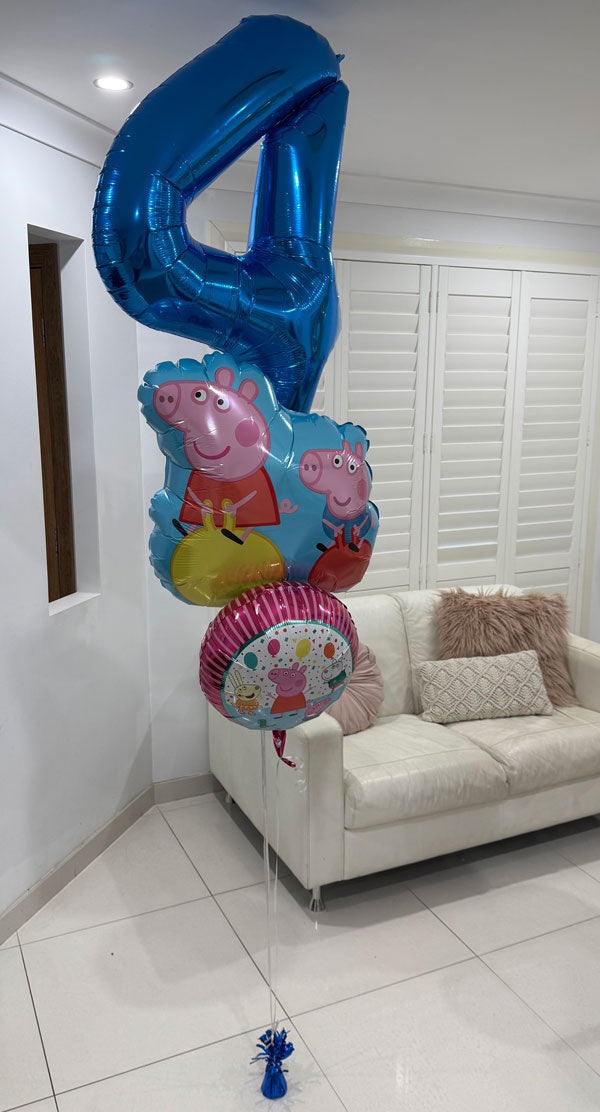 Peppa Pig With Number Balloon Bouquet