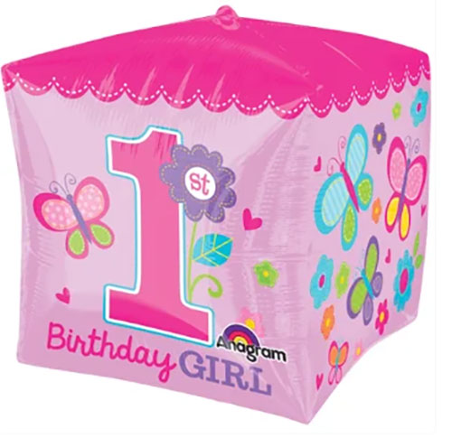 Sweet Birthday Girl 1st Birthday Cubez Foil Balloon