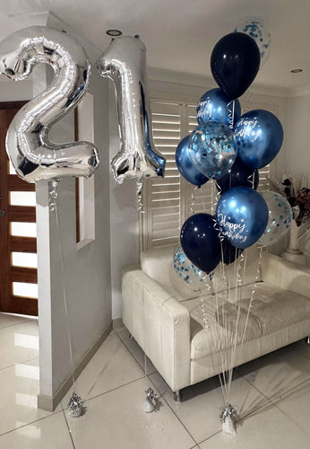 Twenty One Silver And Blue Latex Bouquet