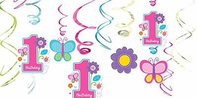 Sweet Girl 1st Birthday Swirl Decorations
