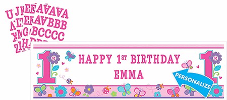 Sweet Girl 1st Birthday Personalized Sign Banner