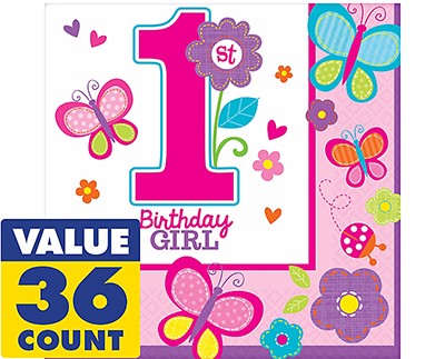Sweet Girl 1st Birthday Lunch Napkins