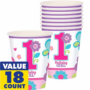 Sweet Girl 1st Birthday Cups