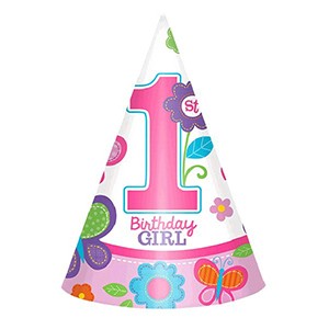 Sweet Girl 1st Birthday Cone Hats