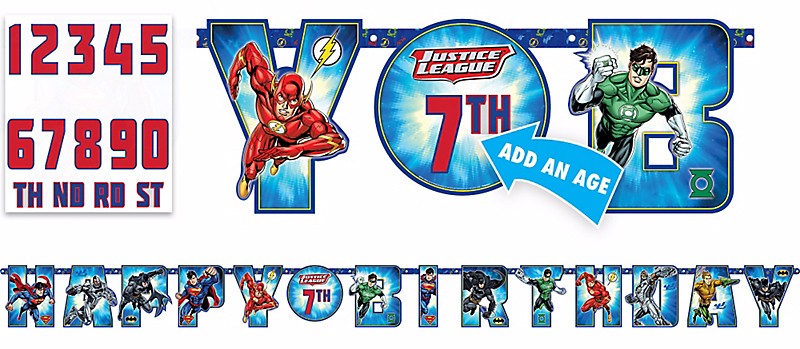 Justice League Add An Age Letter Banner
