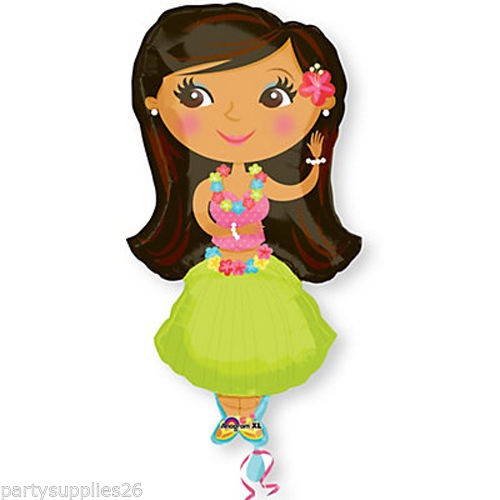 Hawaiian Luau Hula Girl Super Shape Foil Balloon