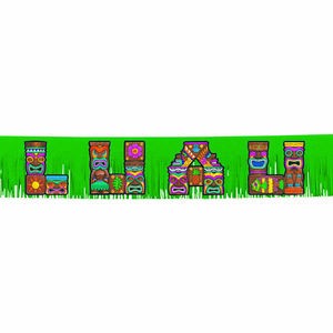 Hawaiian Luau Tiki Island Glitter Fringe Banner