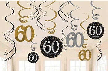 60th Birthday Sparkling Swirl Decorations