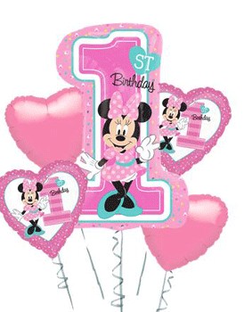 Minnie Mouse 1st Birthday Balloon Bouquet