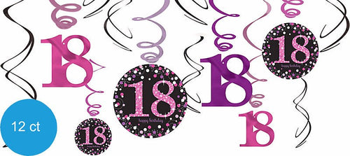18th Birthday Pink Swirl decorations