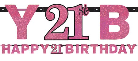 21st Pink Birthday Banner