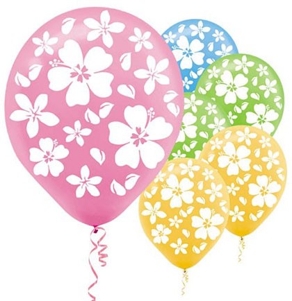Hawaiian Luau Habiscus Latex Balloons