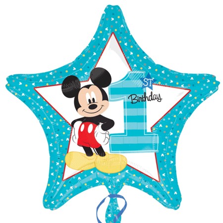 Mickey Mouse 1st Birthday Star Foil Balloon