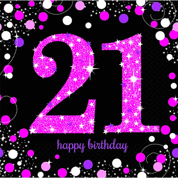 21st Birthday Pink Lunch Napkins