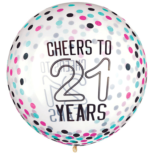 21st Birthday Confetti Balloon