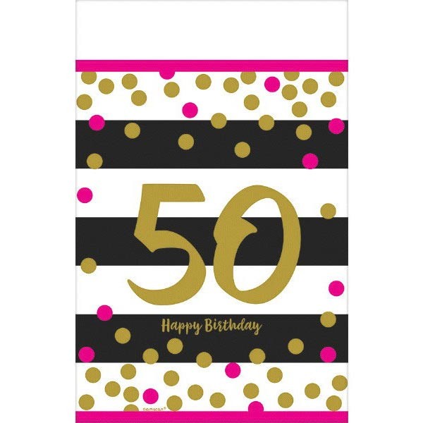 50th Pink And Gold Table Cover