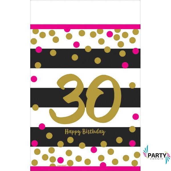 30th Birthday Pink and Gold Table Cover